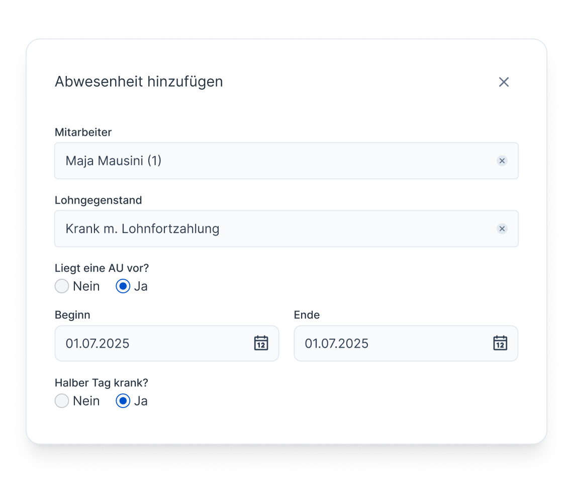 Grafik mit Abwesenheiten welche digital erfasst werden.